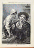 Original Old Antique Print London Almanack Young Shipwright By Dunca 1865 19th