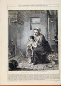 Original Old Antique Print London Almanack Stitch In Time 1866 19th