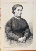 Original Old Antique Print London Almanack Princess Helena 1867 19th