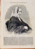 Original Old Antique Print London Almanack Fredrika Bremer 1867 Portrait 19th