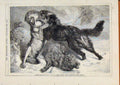 Original Old Antique Print London Almanack Rescue From Wolf By Carter 1868 19th