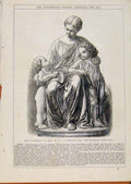 Original Old Antique Print London Almanack Gourp In Marble Statue 1869 Victorian