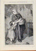 Original Old Antique Print London Almanack May I Go With You Child Mother 1869