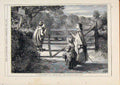 Original Old Antique Print London Almanack No Thoroughfare 1870 Mother Child