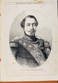 Original Old Antique Print London Almanack Napoleon 111 Portrait 1871