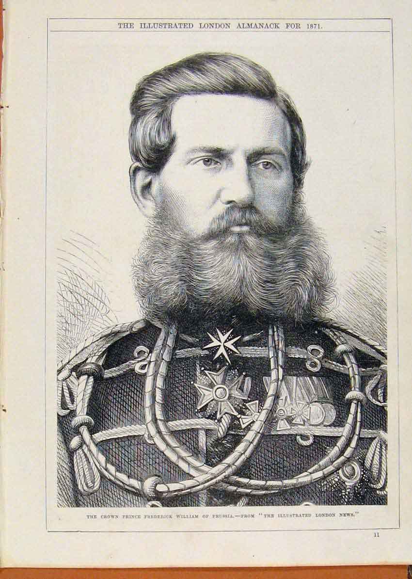 Old Antique Print London Almanack Crown Prince Frederick William Prussia
