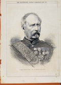 Original Old Antique Print London Almanack Marshal Mmahon 1871 Portrait 19th
