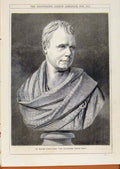Original Old Antique Print London Almanack Sir Walter Scott 1872 Statue Portrait