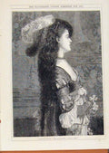 Original Old Antique Print London Almanack Narcissa Portrait 1872 19th