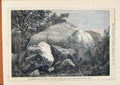 Original Old Antique Print London Almanack Rock Inscribed Edict Emperor India