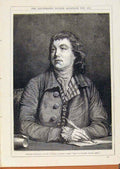 Original Old Antique Print London Almanack William Woodfall 1874 Portrait 19th