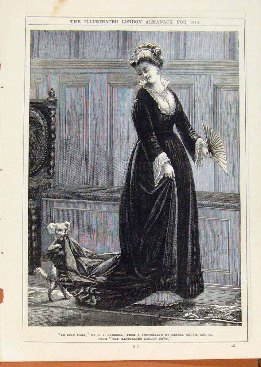 Original Old Antique Print London Almanack Lea Beau Page By Burges 1874 19th