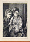 Original Old Antique Print London Almanack Partial Oritics 1874 Ladies Victorian