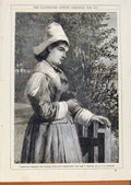 Original Old Antique Print London Almanack Homeward Walking Lady 1875 Luxmoore