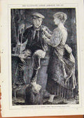 Original Old Antique Print London Almanack Dawn Love By Robberts 1875 Victorian