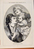 Original Old Antique Print London Almanack Little Willes New Year Greeting 1876