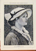 Original Old Antique Print London Almanack Maiddenhood Portrait 1876 Victorian