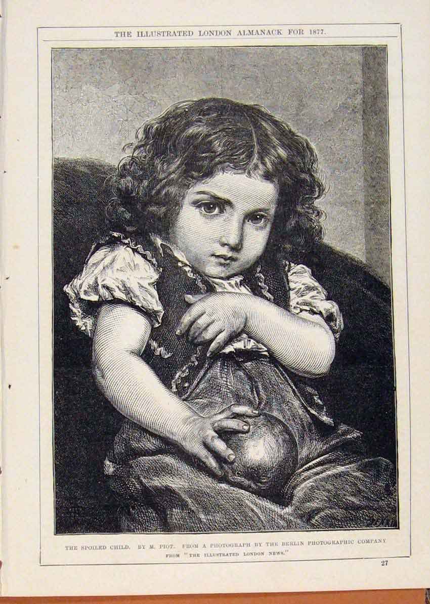 Original Old Antique Print London Almanack Spoiled Child Portrait Berlin Photo