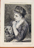 Original Old Antique Print London Almanack Village Belle By Schlesinger