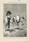 Original Old Antique Print London Almanack Outpost Irregulars Tunis