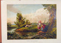 Original Old Antique Print Illustrated London Almanack Water Lillies Thames
