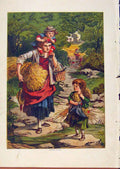 Original Old Antique Print Illustrated London Almanack Family Carring Straw