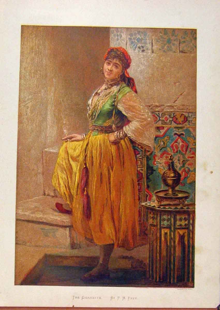 Original Old Antique Print Illustrated London Almanack Cigarette Smoker