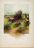 Original Old Antique Print Illustrated London Almanack Rest On The Way Picnic