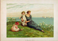 Original Old Antique Print Illustrated London Almanack Sailors Wife Watching Sea