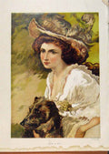 Original Old Antique Print Illustrated London Almanack Bide A Wee Dog And Lady