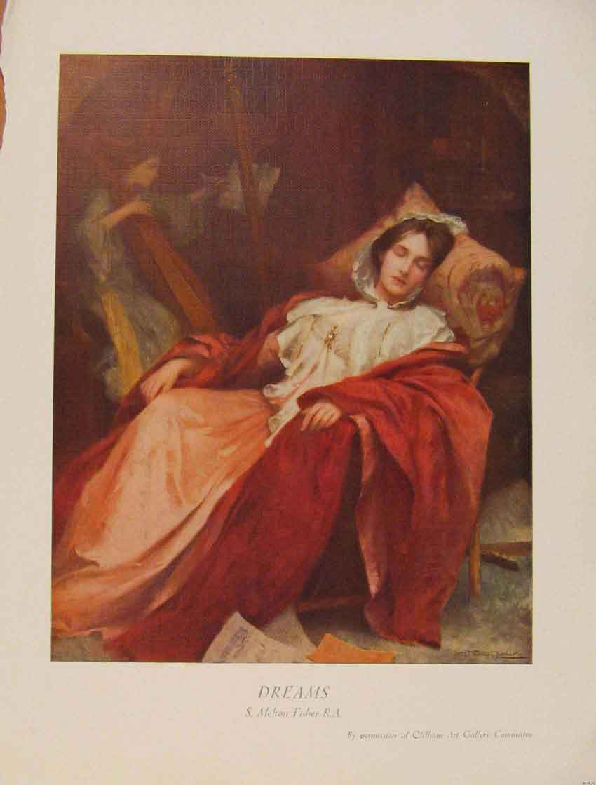 Original Old Antique Print British Art Dreams Melton Fisher Color Fine Art