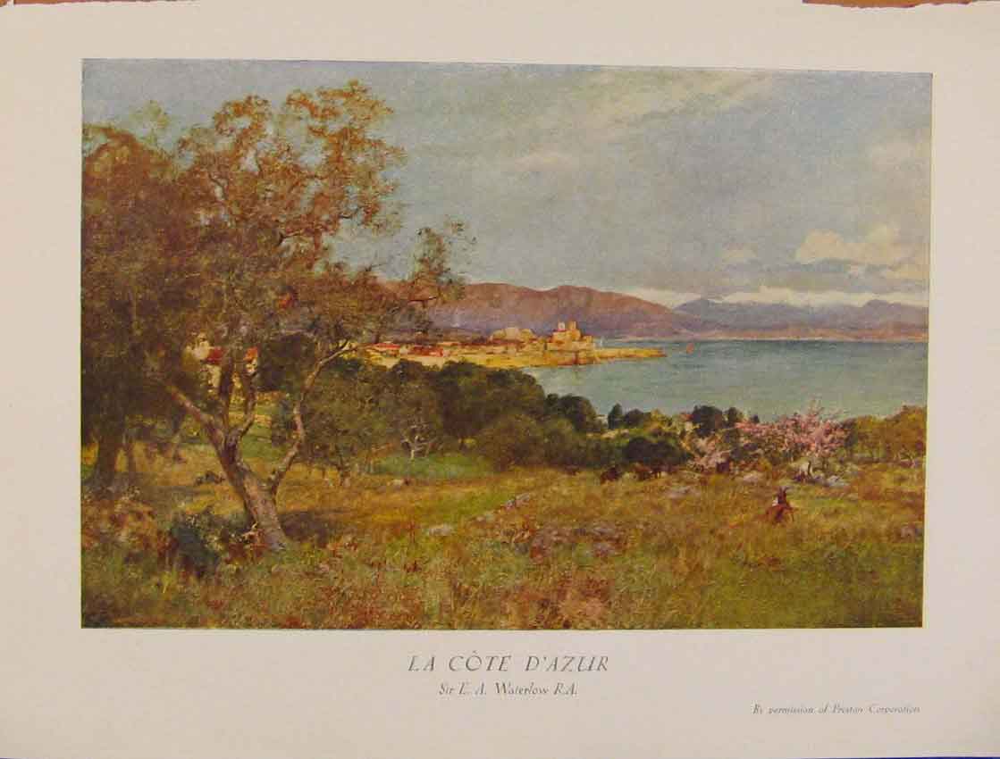 Original Old Antique Print British Art La Cote Dazur Sir Waterlow
