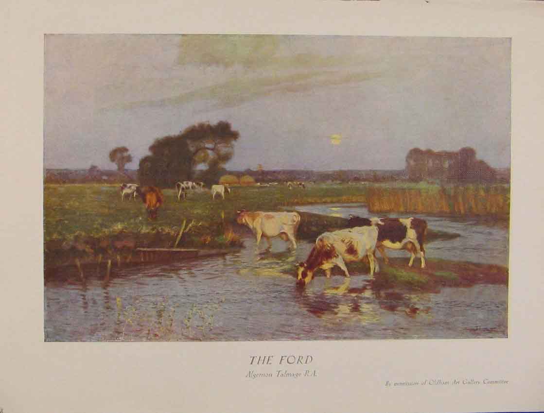 Original Old Antique Print British Art The Ford Algernon Talmage Color Art