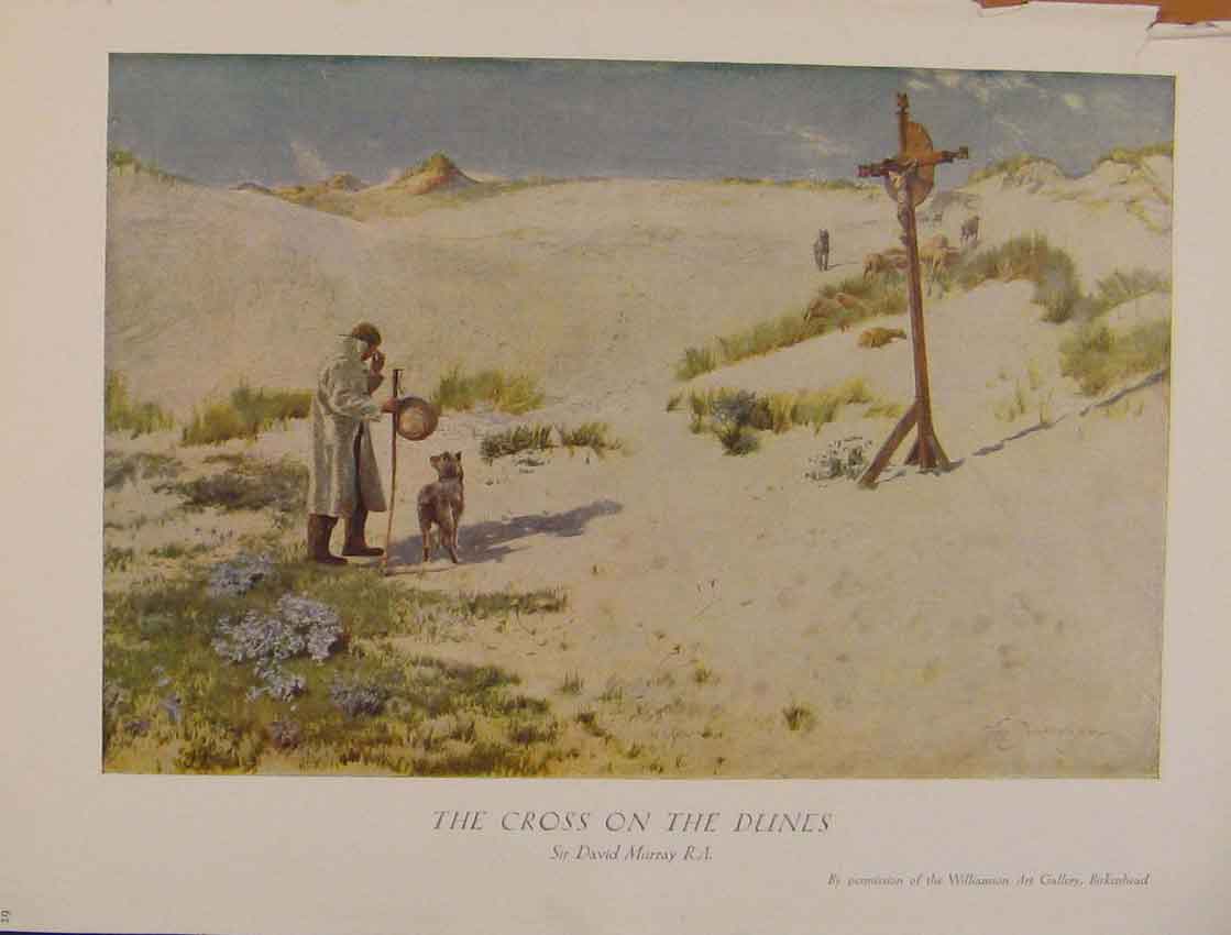 Original Old Antique Print British Art Corss On The Dunes Sir David Maurray