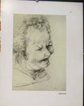 Original Old Vintage Print German Drawings Grinewald Lady Face Portrait C1925