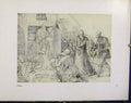 Original Old Antique Print German Drawings Durer Family Gathering Outside House