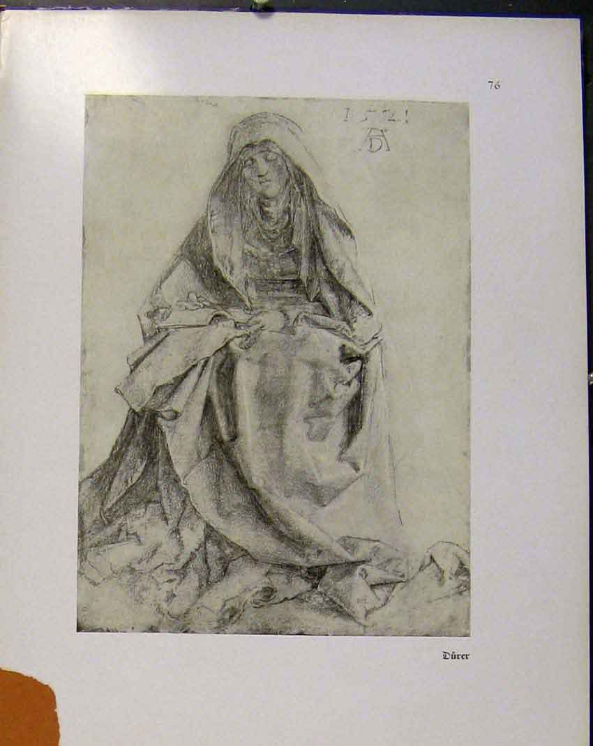 Original Old Vintage Print German Drawings Portrait Lady Durer C1923 20th