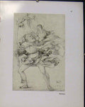 Original Old Vintage Print German Drawings Baldung Man And Baby Sketch C1923