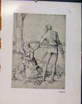 Original Old Vintage Print German Drawings Woman And Man Sketch Meeting C1923
