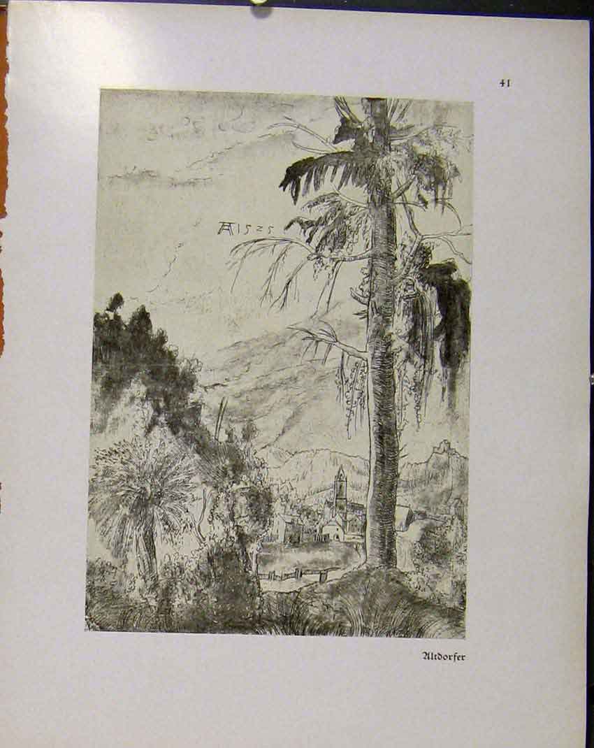 Original Old Vintage Print German Drawings Ultdorfer Village Sketch C1923 20th