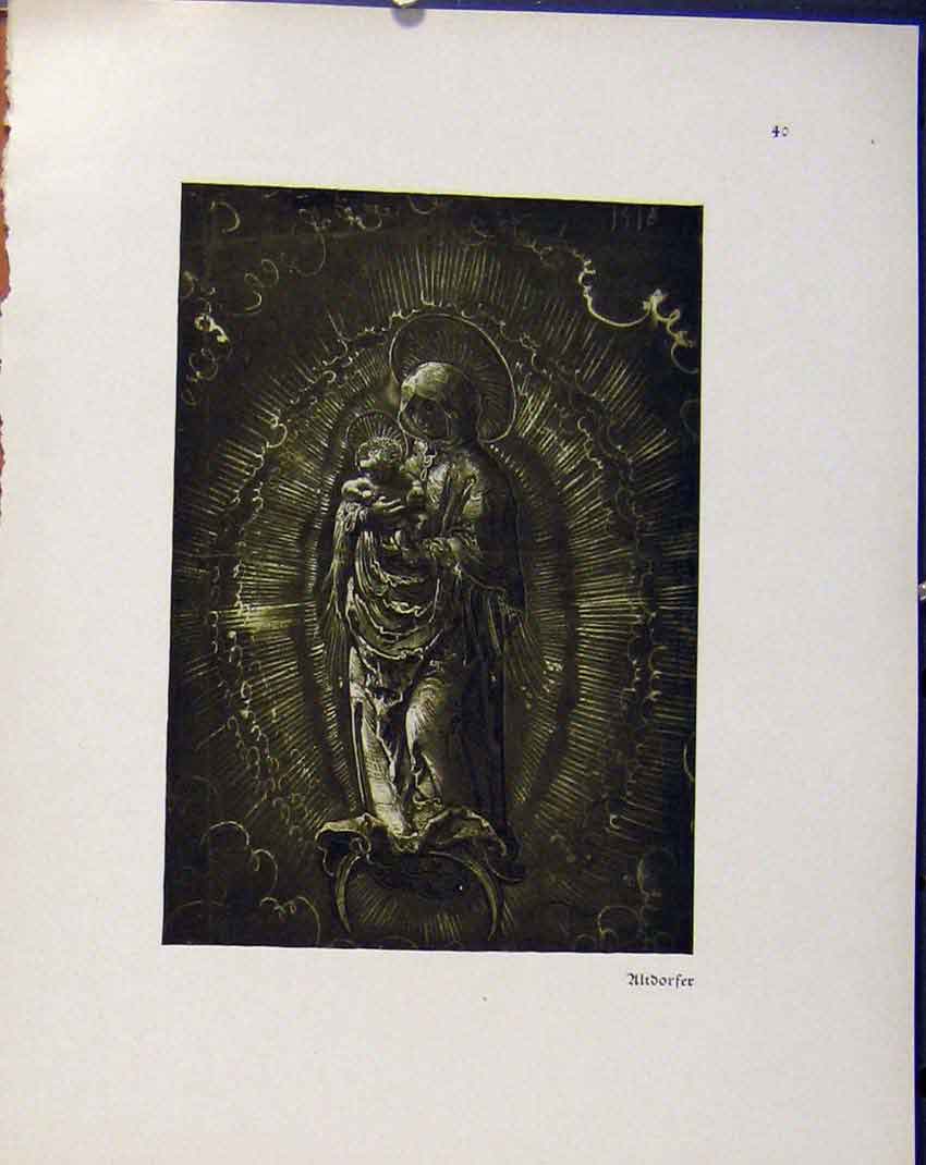 Old Antique Print German Drawings Ultdorfer Mary And Jesus As Baby Sketch