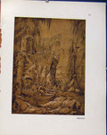 Original Old Vintage Print German Drawings Village At Night C1923 20th Century