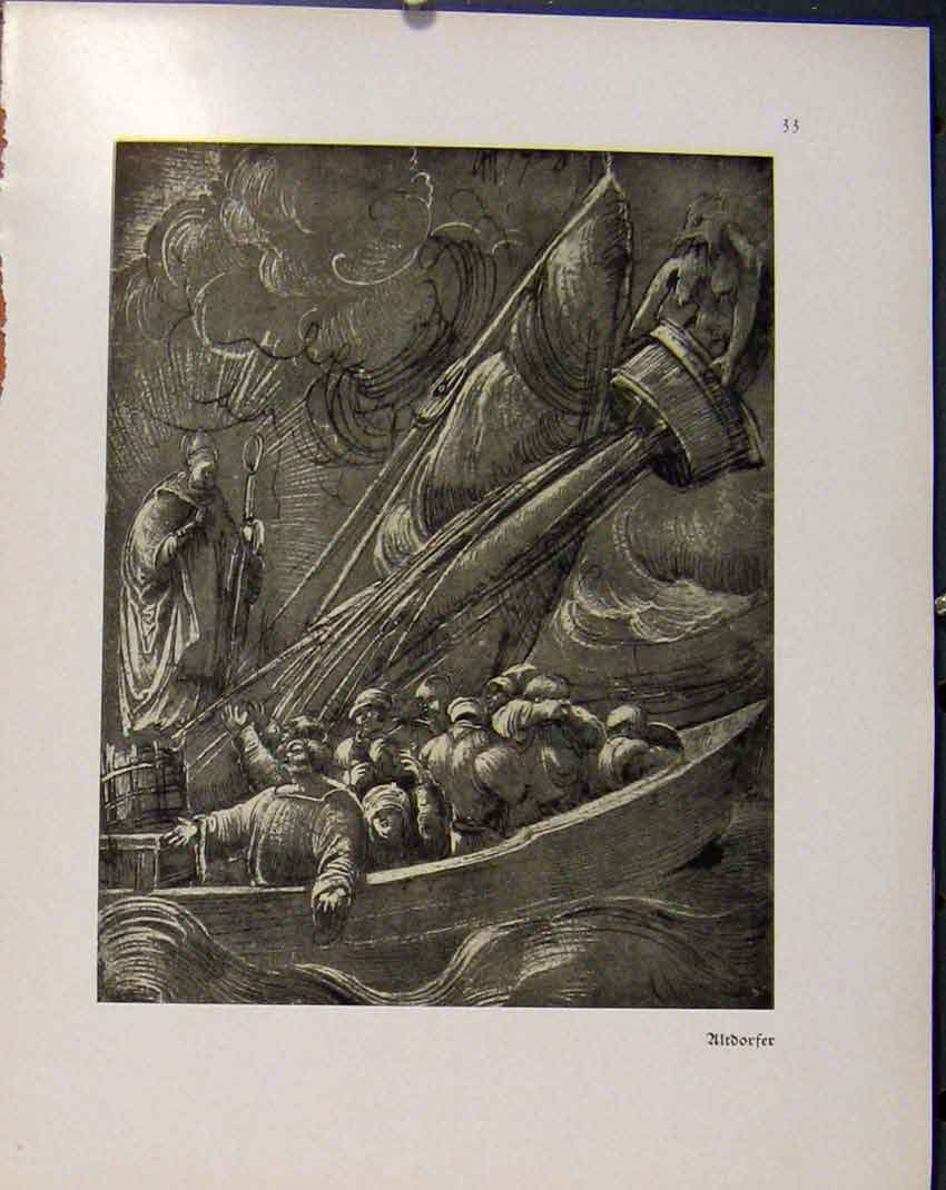Original Old Vintage Print German Drawings Travelling By Boat C1923 Ultdorger