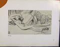 Original Old Antique Print German Drawings Sketch Lady Naked Lady By Rock