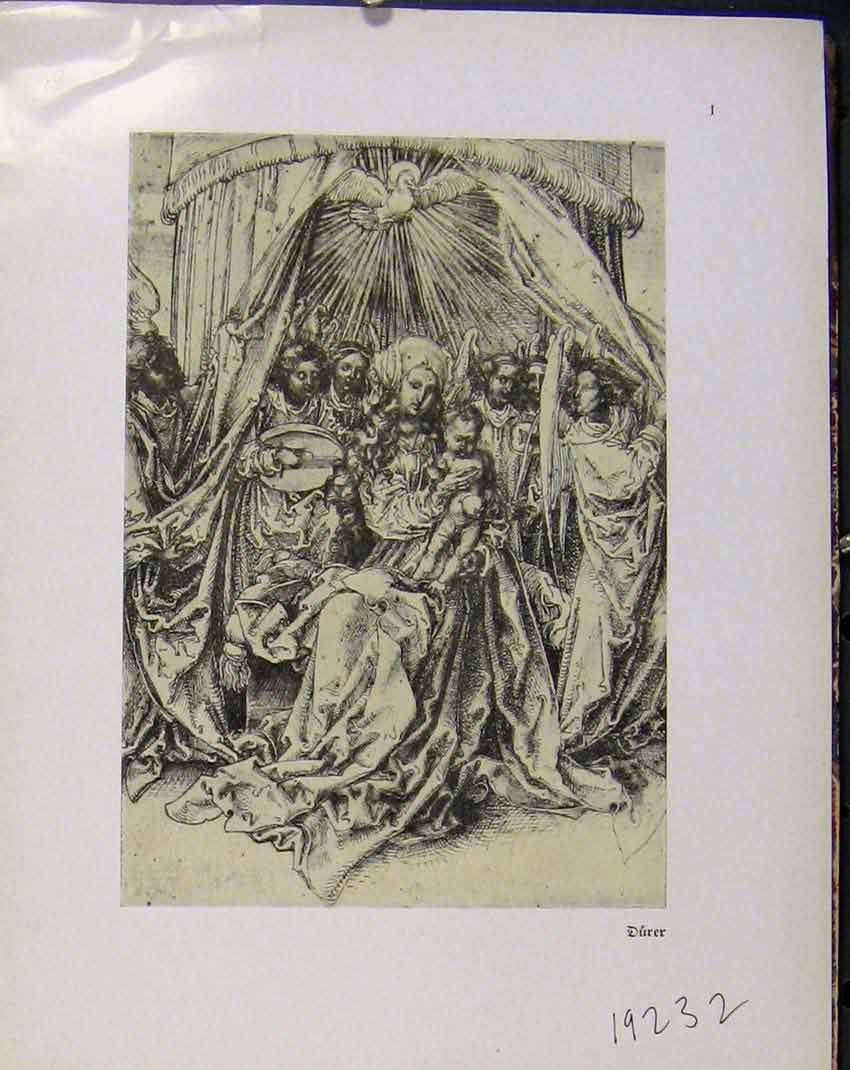 Original Old Antique Print German Drawings Durer Sketch Mother And Child Durer