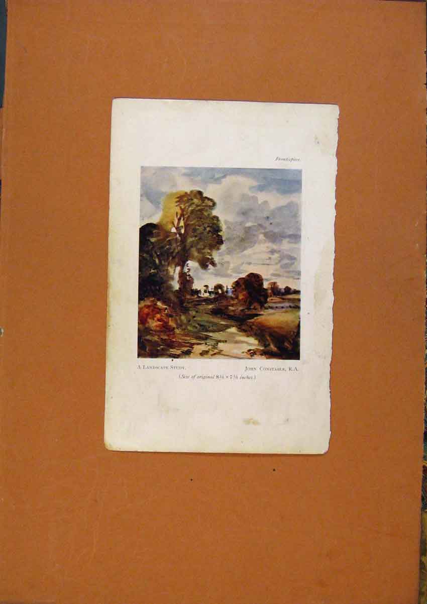 Original Old Antique Print A Landscape Study Color Art