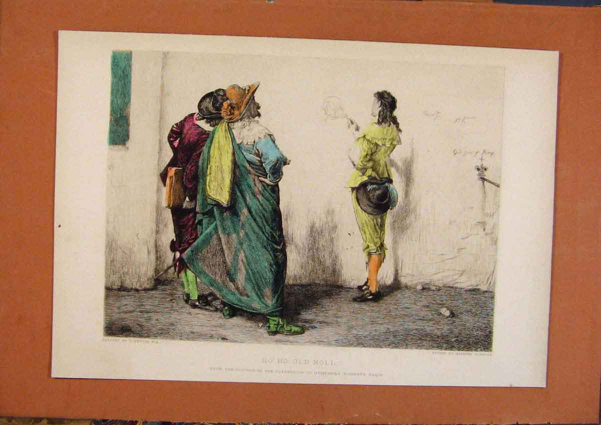 Original Old Vintage Print C1880-1924 Hand Colored Ho Ho HNoll 19th