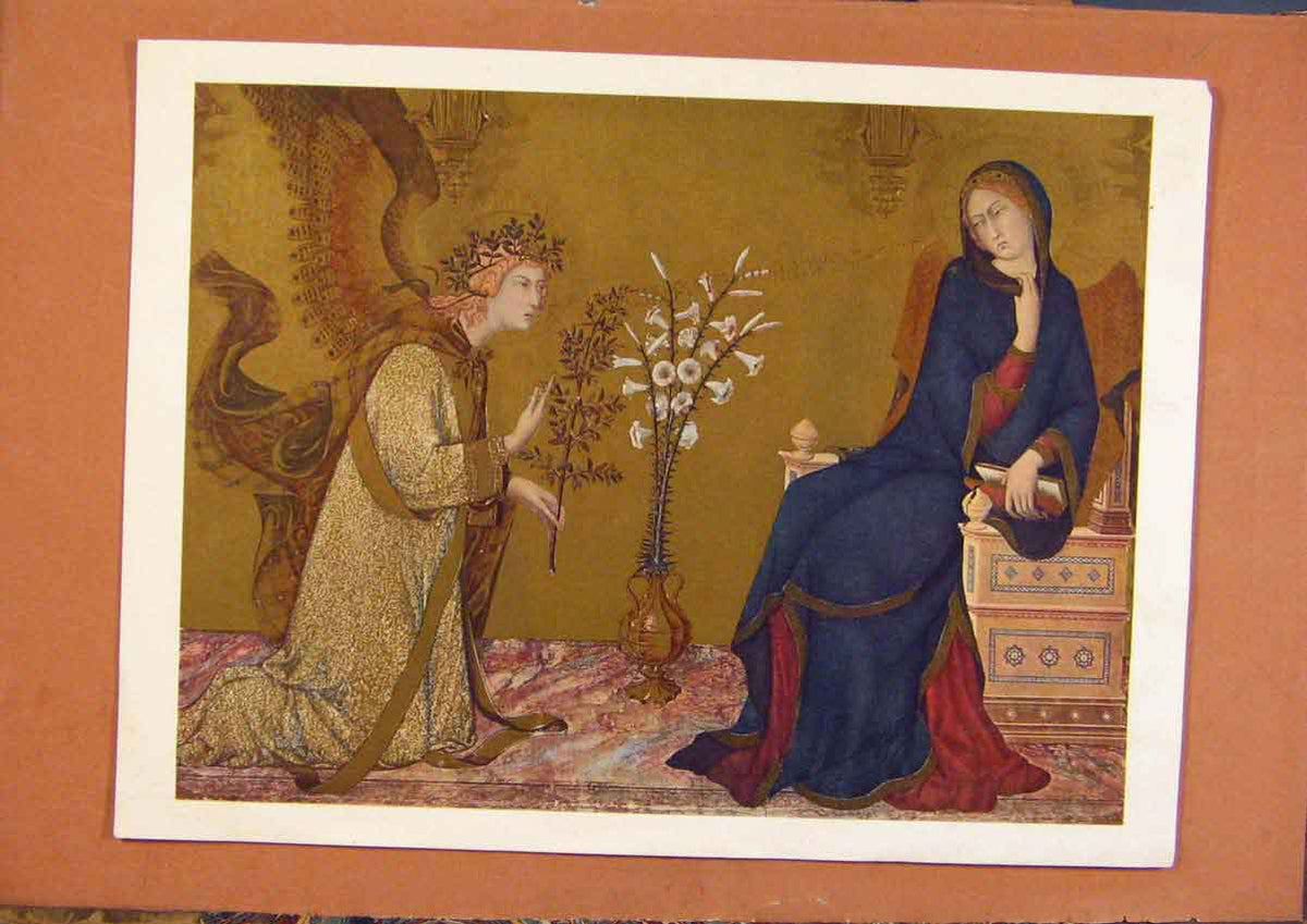 Original Old Vintage Print C1880-1924 Annunciazione Dimone Martini Victorian