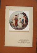 Original Old Vintage Print C1880-1924 Cupid Bound By Numphs Color 19th