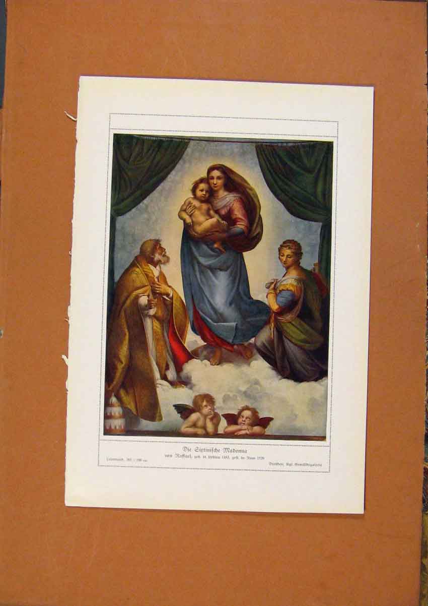 Original Old Antique Print German Art Die Girtinifche Madonna C1902 20th Century